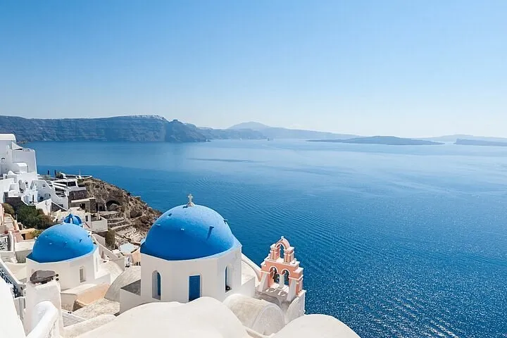 View of the Santorini, Greece caldera.
